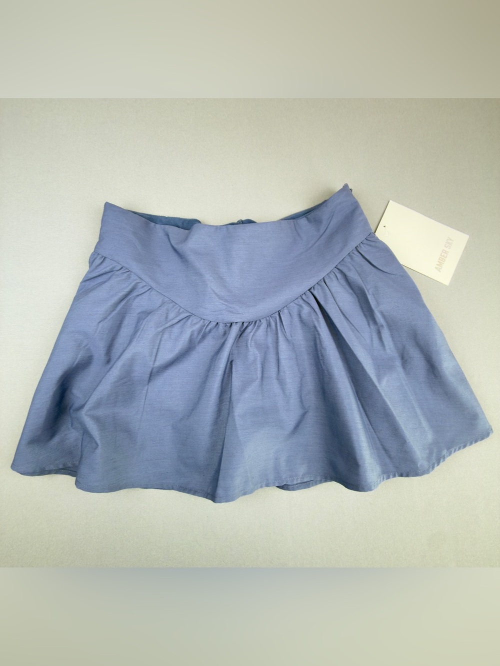 Light Blue Mini Circle Skirt with Wide Waistband